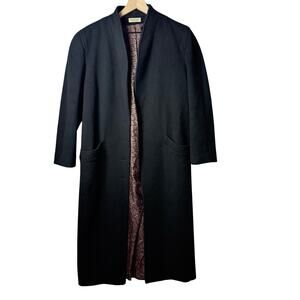 Vintage Braefair Womens Full Length Black Cashmere Blend Trench Coat Union Made
